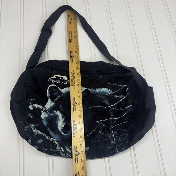 Vintage 90s Wolf Duffel Bag Lightening Brevard Zoo Adjustable Grunge Goth cyber - Picture 7 of 11
